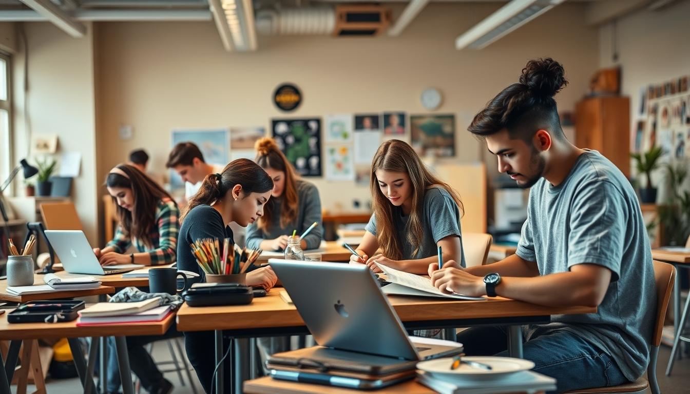 Students collaborating in study space